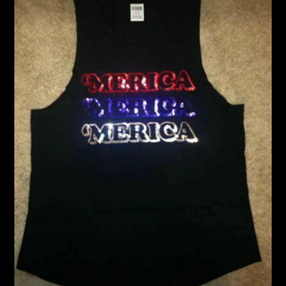 PINK bling "merica" tank